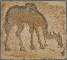 Mosaic Fragment with Grazing Camel, 5th century. Creator: Unknown