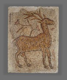 Mosaic Fragment with Stag, 5th-6th century. Creator: Unknown