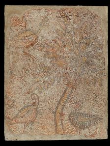 Mosaic Fragment with Three Birds and a Tree, 5th-6th century. Creator: Unknown