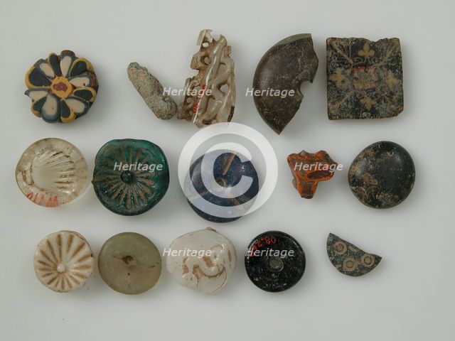 Mosaic Glass Fragments, Coptic, 4th-early 5th century. Creator: Unknown.