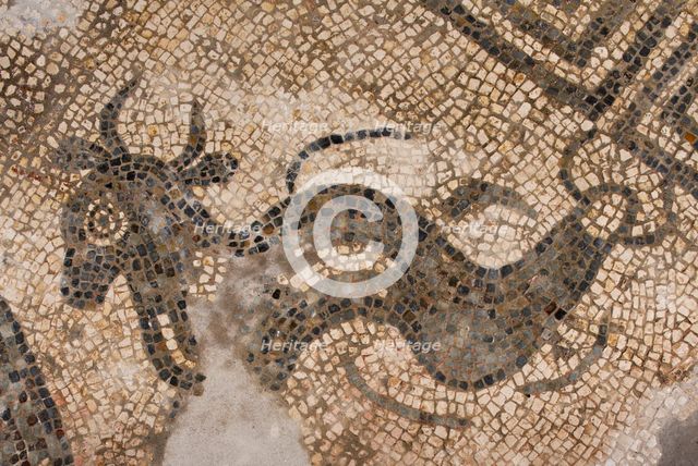Mosaic, Great Witcombe Roman Villa, Gloucestershire, 2018. Creator: James O Davies.