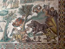 Mosaic in the Roman Villa of Casale, near Piazza Armerina, Sicily, Italy