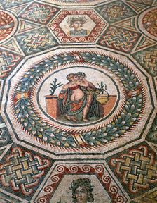 Mosaic in the Roman Villa of Casale, near Piazza Armerina, Sicily, Italy