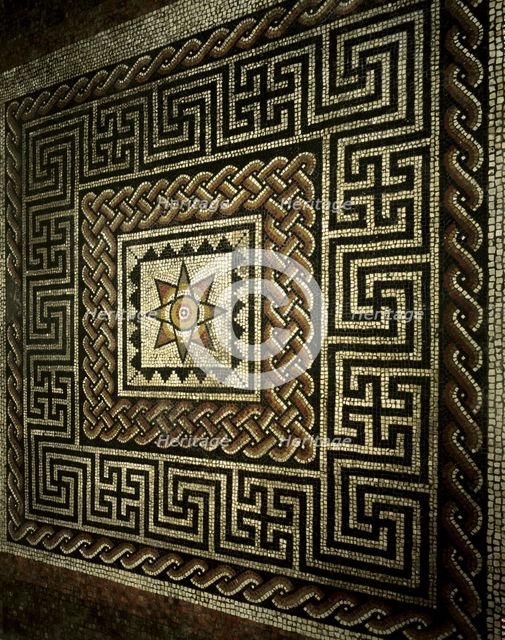 Mosaic pavement, Aldborough Roman Town, North Yorkshire, 1992. Artist: Unknown