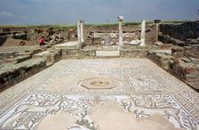 Mosaic, ruins of the Roman town of Stobi, Gradsko, Macedonia. Creator: Vivienne Sharp