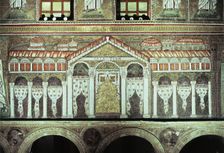 Mosaic representing the palace of Theodoric in San Apollinaire Nuovo, Ravenna