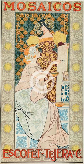 Mosaicos Escofet-Tejera (Advertising Poster), 1900. Artist: Riquer Inglada, Alejandro de (1856-1920)