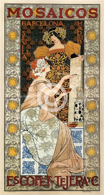 Mosaicos Escofet-Tejera (Advertising Poster), 1900. Artist: Riquer Inglada, Alejandro de (1856-1920)