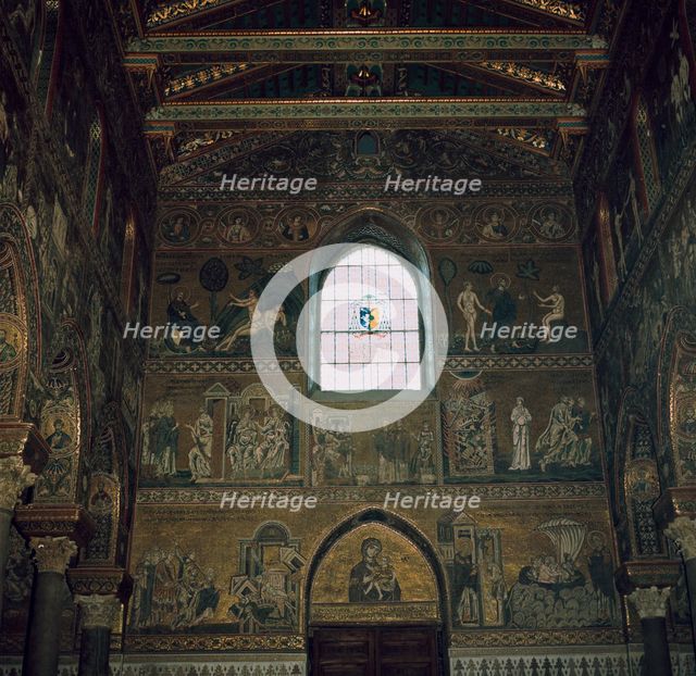 Mosaics above the west door of the Cathedral in Monreale, 12th century. Artist: Unknown