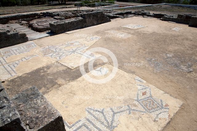 Mosaics in the public baths of Milreu, Portugal, 2009. Creator: Samuel Magal.