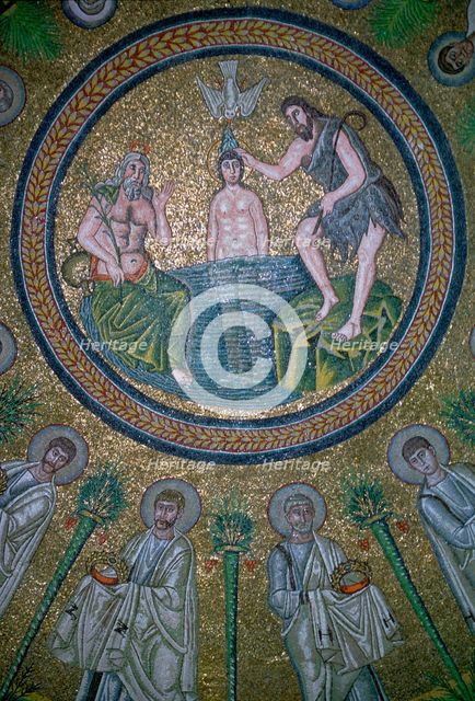 Mosaics of the Dome in the Bapistry of the Arians, 5th century. Artist: Unknown