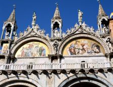 Mosaics on the facade of St Mark's Basilica, Venice, Italy. Creator: Peter Thompson