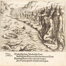 Moses Closing the Red Sea, 1548. Creator: Augustin Hirschvogel