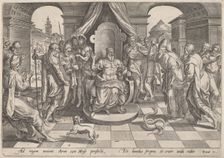 Moses and Aaron before the Pharaoh, c.1585. Creator: Jan Wierix