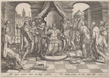 Moses and Aaron before the Pharaoh, c.1585. Creator: Jan Wierix