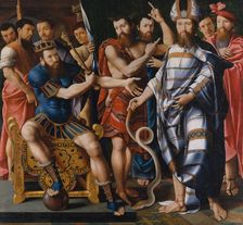 Moses and Aaron before Pharaoh: An Allegory of the Dinteville Family, 1537. Creator: Master of the Dinteville Allegory