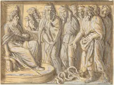 Moses and Aaron before Pharaoh, with the Rods Turned into Serpents. Creator: Luigi Ademollo