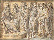 Moses and Aaron before Pharaoh, with the Rods Turned into Serpents. Creator: Luigi Ademollo