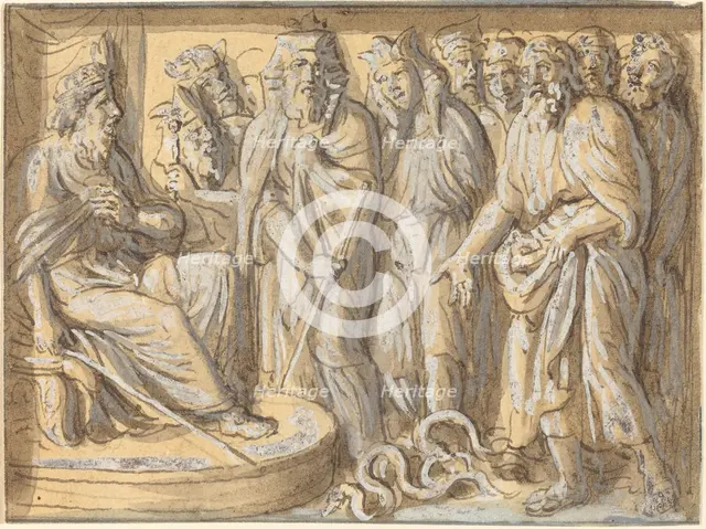 Moses and Aaron before Pharaoh, with the Rods Turned into Serpents. Creator: Luigi Ademollo.