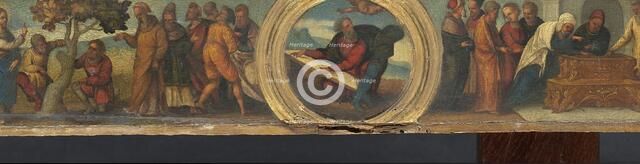 Moses and the Tablets of the Law, the Curse of the Withered Fig Tree, and the Widow's Mite, 1525-153 Creator: Ludovico Mazzolino.