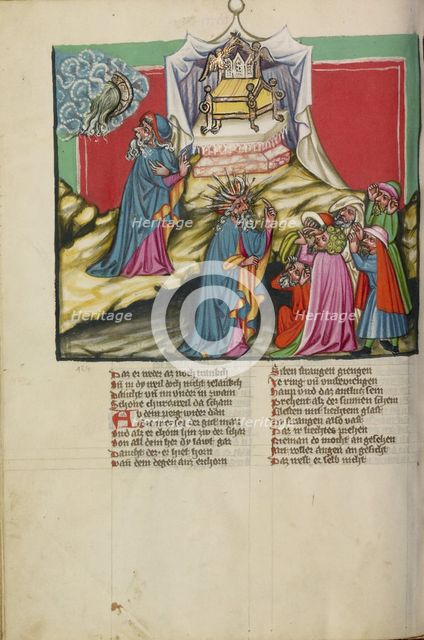 Moses and the Ark of the Covenant; Weltchronik, about 1400-1410. Creator: Unknown.