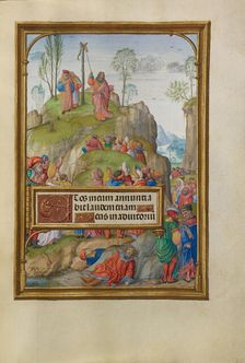 Moses and the Brazen Serpent; Spinola Hours, about 1510-1520. Creator: Master of James IV of Scotland