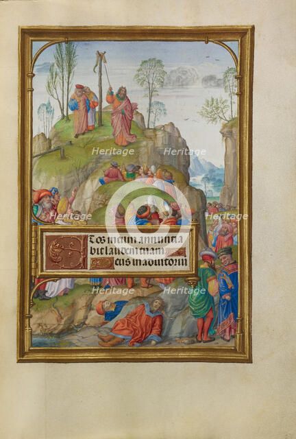 Moses and the Brazen Serpent; Spinola Hours, about 1510-1520. Creator: Master of James IV of Scotland.