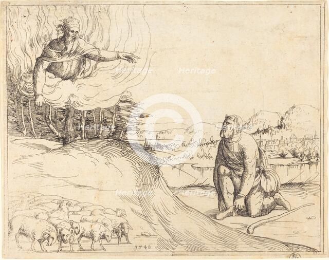 Moses and the Burning Bush, 1548. Creator: Augustin Hirschvogel.