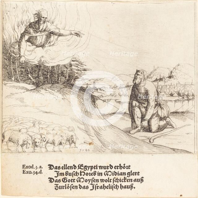Moses and the Burning Bush, 1548. Creator: Augustin Hirschvogel.