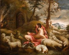 Moses and the burning bush at Horeb. Creator: Guardi, Giovanni Antonio (1699-1760)