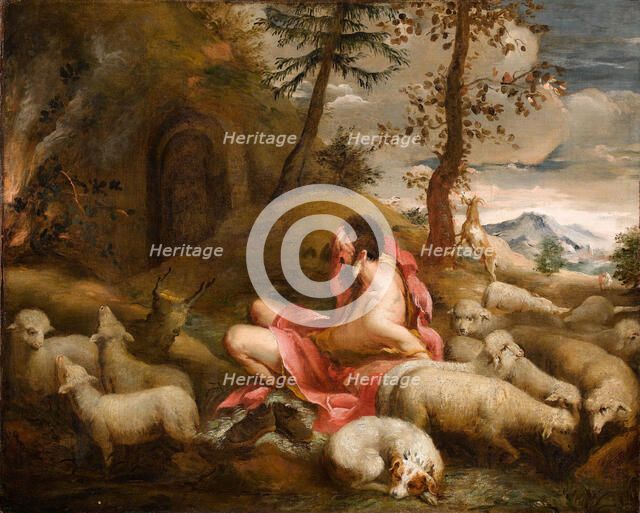 Moses and the burning bush at Horeb. Creator: Guardi, Giovanni Antonio (1699-1760).