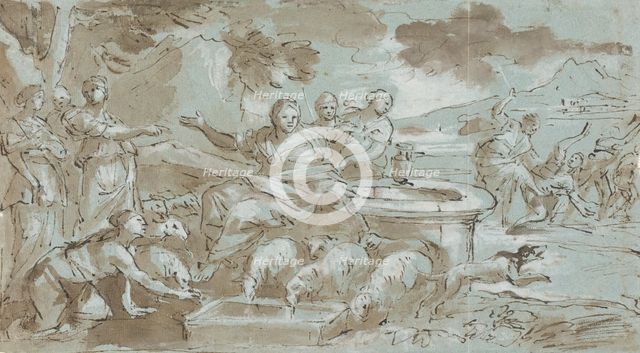 Moses and the Daughters of Jethro, between 1629 and 1694. Creator: Giovanni Peruzzini.