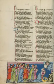 Moses and the Seventy Elders before God; Weltchronik, about 1400-1410. Creator: Unknown