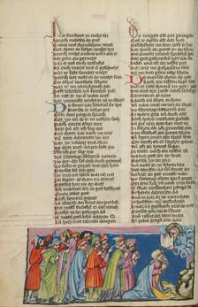 Moses and the Seventy Elders before God; Weltchronik, about 1400-1410. Creator: Unknown