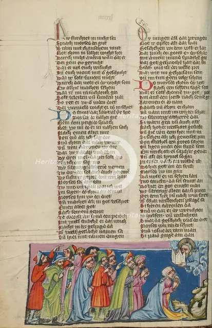 Moses and the Seventy Elders before God; Weltchronik, about 1400-1410. Creator: Unknown.