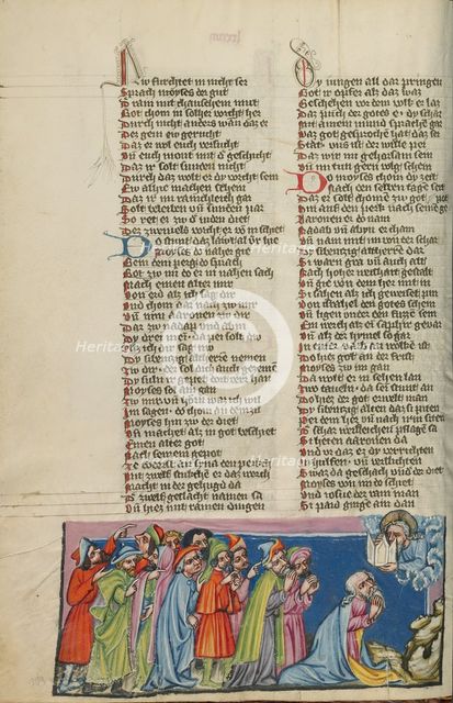 Moses and the Seventy Elders before God; Weltchronik, about 1400-1410. Creator: Unknown.