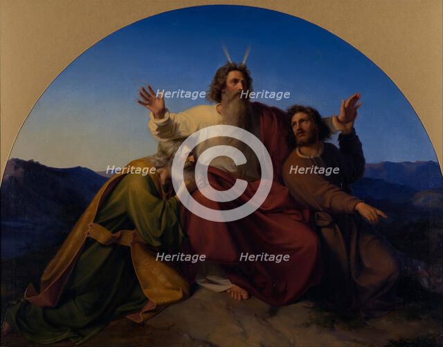 Moses, Aaron and Hur, 1837. Artist: Heubel, Alexander (1813-1847)
