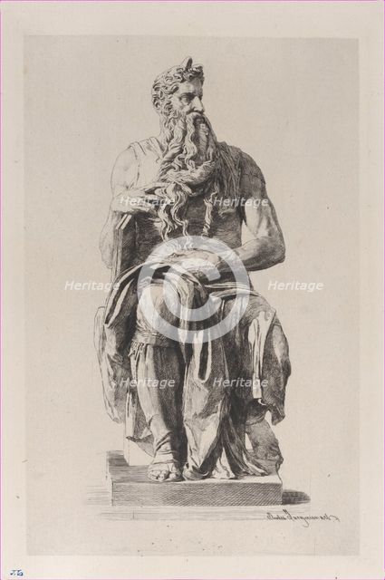 Moses, after Michelangelo, 1875. Creator: Jules-Ferdinand Jacquemart.