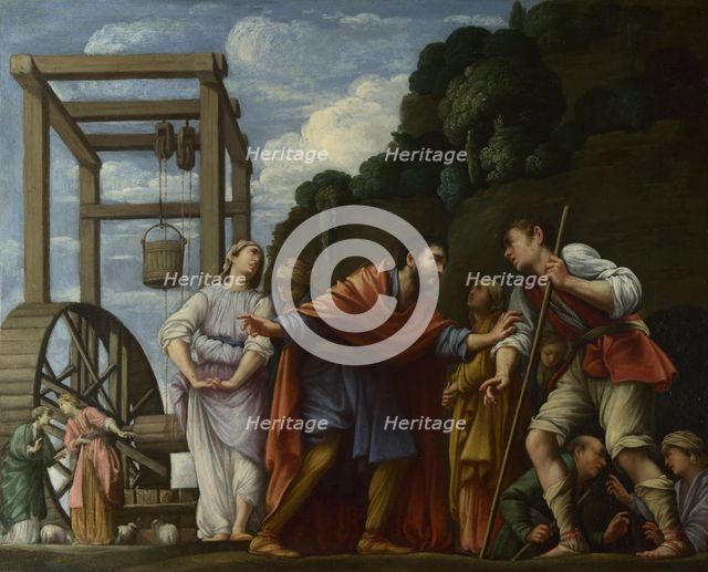 Moses defending the Daughters of Jethro, 1610. Artist: Saraceni, Carlo (1579-1620)