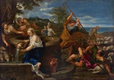 Moses defending the Daughters of Jethro, c1665. Creator: Ciro Ferri