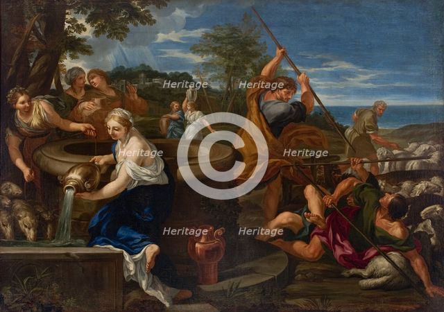 Moses defending the Daughters of Jethro, c1665. Creator: Ciro Ferri.