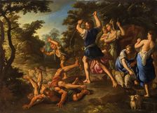 Moses defending the Daughters of Jethro, Second Half of the 17th cen.. Creator: Vaccaro, Nicola (1637-1717)