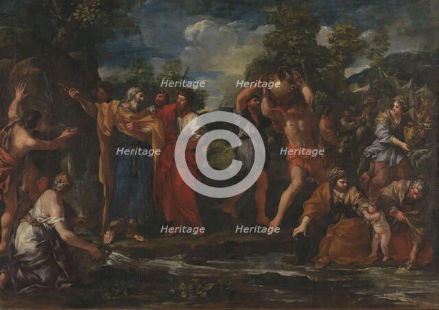 Moses Drawing Water from the Rock, probably between 1630 and 1635. Creator: Giovanni Francesco Romanelli.