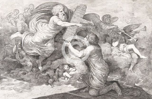 Moses on Sinai (Le tables de Loi judaique), 1773. Creator: Simon Julien.