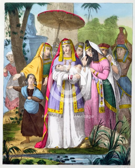Moses saved by Pharaoh's daughter, 1870s. Creator: Siegfried Detlev Bendixen.