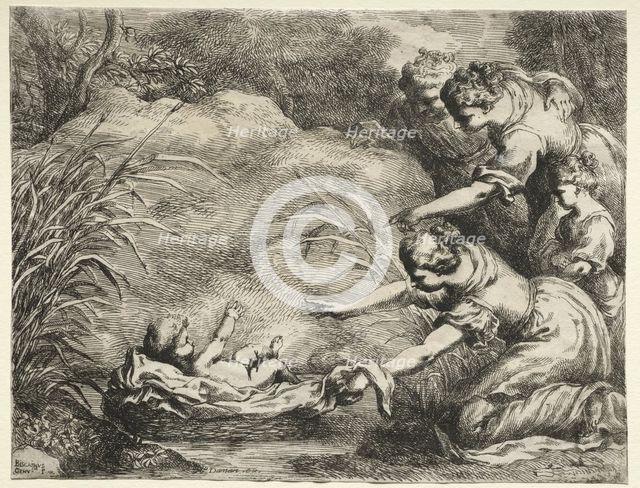 Moses Saved from the Nile. Creator: Bartolomeo Biscaino (Italian, 1632-1657).