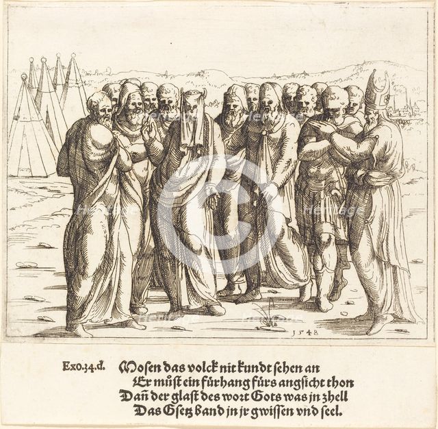 Moses Speaks to the Children of Israel, 1548. Creator: Augustin Hirschvogel.