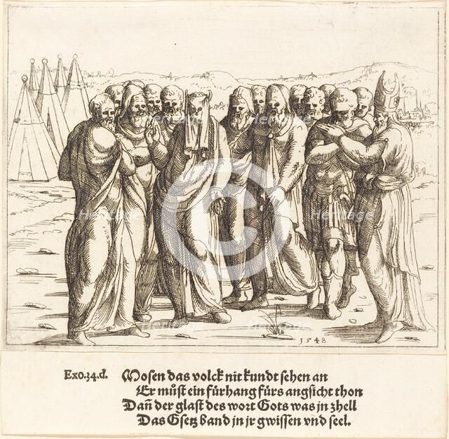 Moses Speaks to the Children of Israel, 1548. Creator: Augustin Hirschvogel.