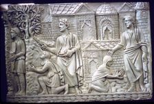 Moses Strikes the Rock, and Christ in the Garden, early Christian Sarcophagus, 4th century