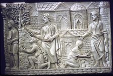 Moses Strikes the Rock, and Christ in the Garden, early Christian Sarcophagus, 4th century